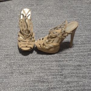 Tan Strappy Heels with Platform